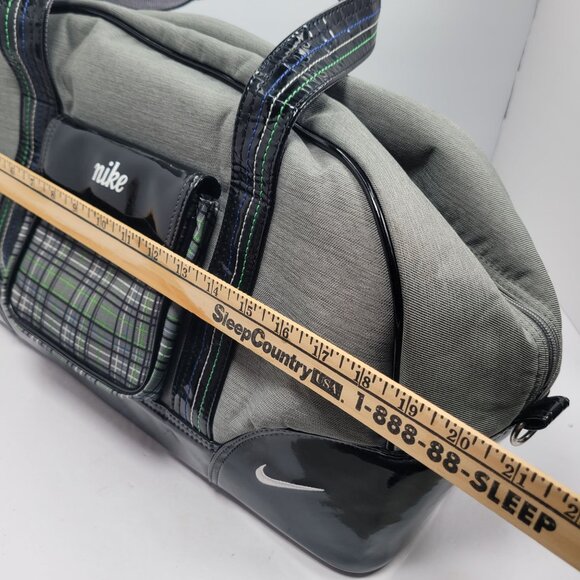 Nike Plaid Patent Gray With Black Accent Duffle Bag - Picture 10 of 10